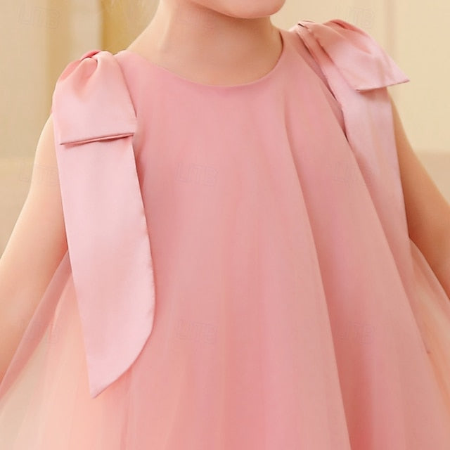 Color Floral Kids Sleeveless Party Dress Solid Girls' FashionChic