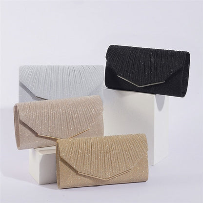 Evening with Glitter Women's Clutch Bag Gold Metal Elegant FashionChic