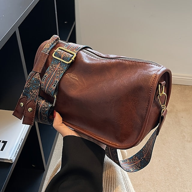 with Vintage Leather Bohemian Strap Handbag – PU Women's FashionChic