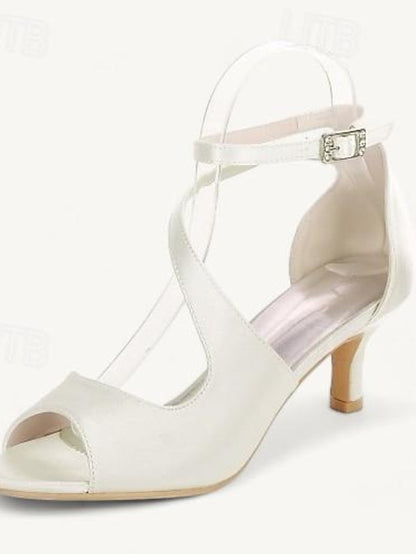 Kitten Wedding Shoes Women's Heel Bridal Buckle Open FashionChic