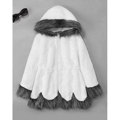 Fur Women's Faux Black Sherpa Long Jacket White Coat FashionChic