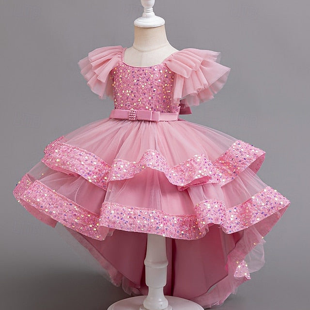 Girls' Wedding Sleeveless Dress Kids Party Special Sequin FashionChic