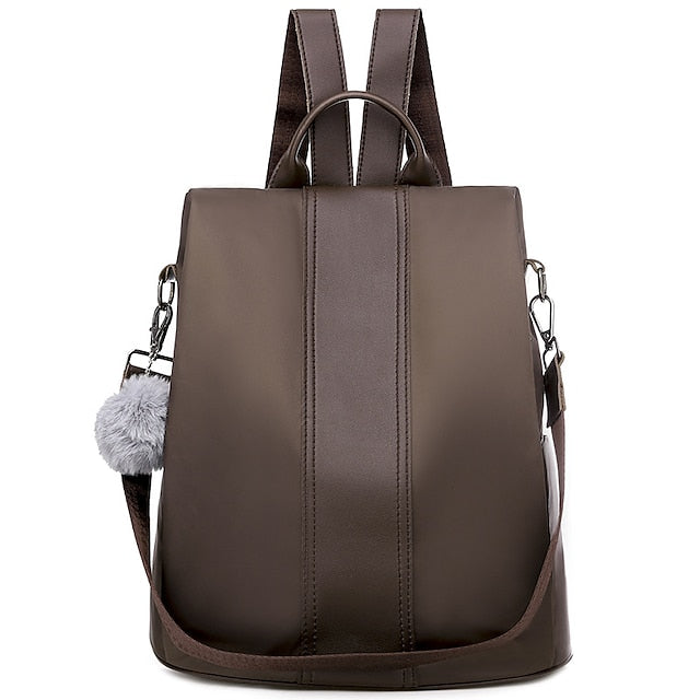 Convertible Pom Backpack Faux Purse Leather with Women's FashionChic