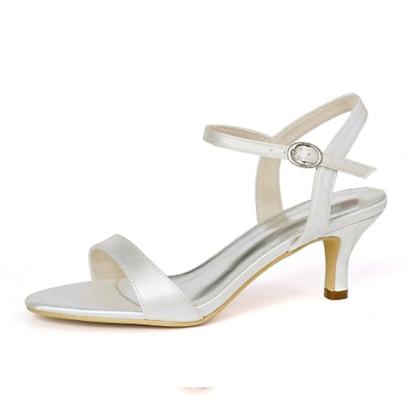 Satin Heels Wedding Adjustable Ankle Women's with Gold FashionChic