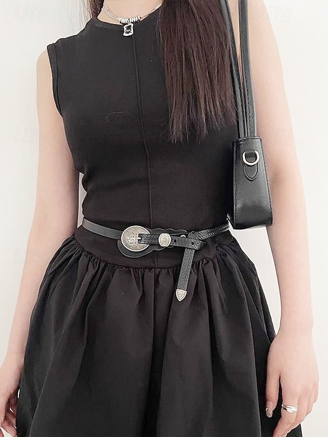 Faux Western Belt Vintage Waist Carved Women's Leather with FashionChic