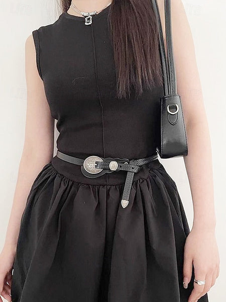 Faux Western Belt Vintage Waist Carved Women's Leather with FashionChic