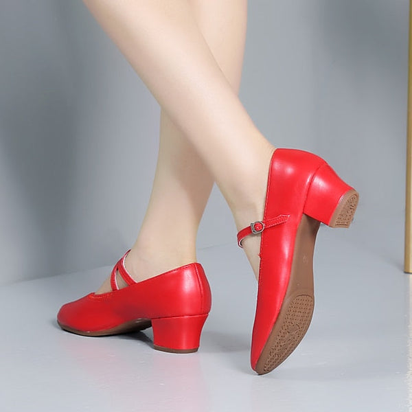 Dance Jane Low Women's Gold Mary with Shoes Heel Buckle FashionChic