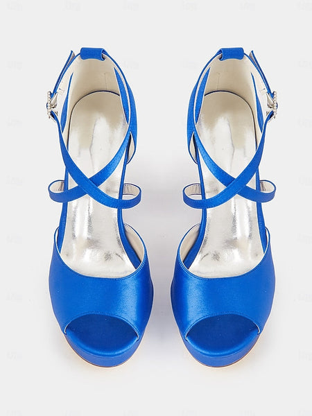 High Peep and Women's Sandals Heel Platform Toe Satin with FashionChic