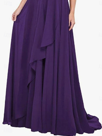 Mother of Elegant A-Line the Bride Dress Simple Off Shoulder FashionChic
