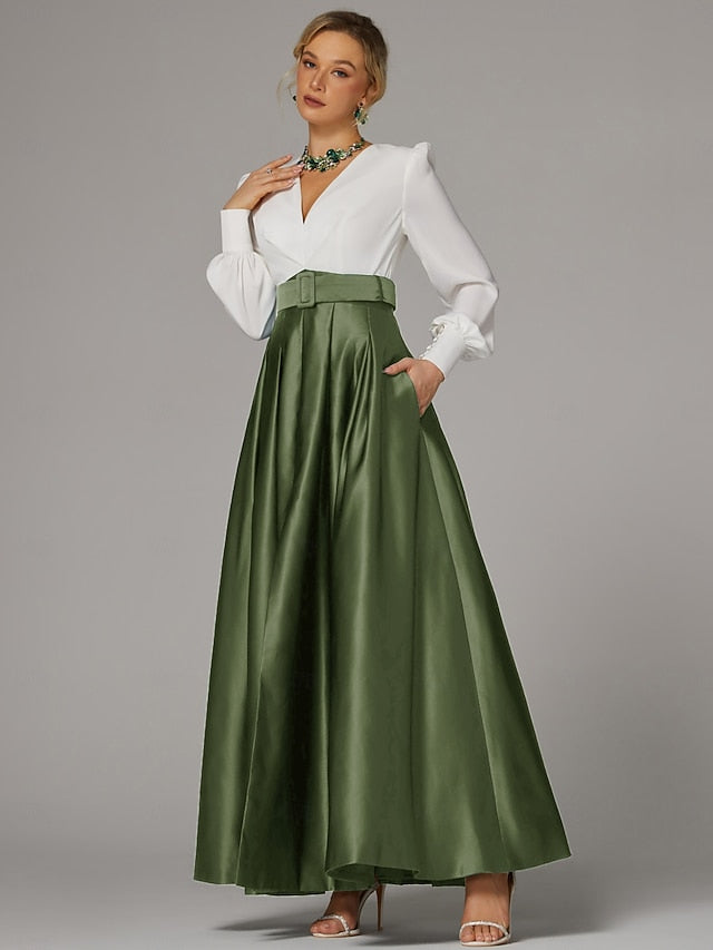 Gown Split Floor Evening Formal High Dress Wedding Guest A-Line FashionChic