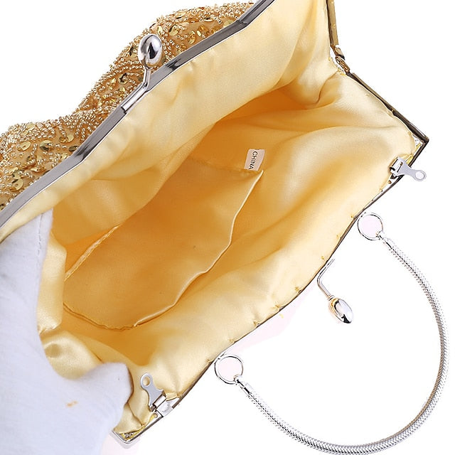 Vintage Evening Clutch Beaded Purse White Women's – FashionChic