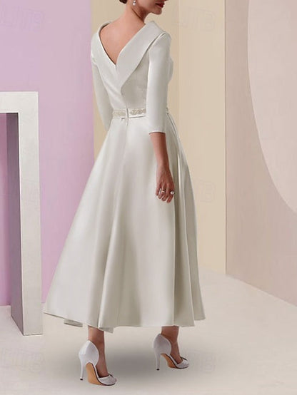Vintage Bateau A-Line Elegant the Mother of Dress Bride FashionChic
