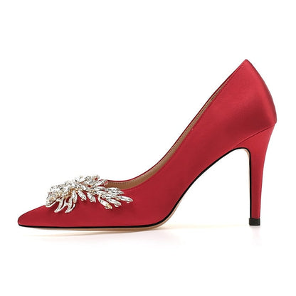 – Rhinestone Women's Heels Pink Satin Elegant High FashionChic