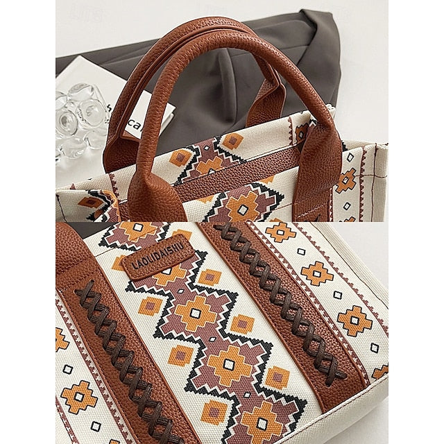 – Ethnic Bag Vintage-Inspired Women's Tote Print Boho FashionChic