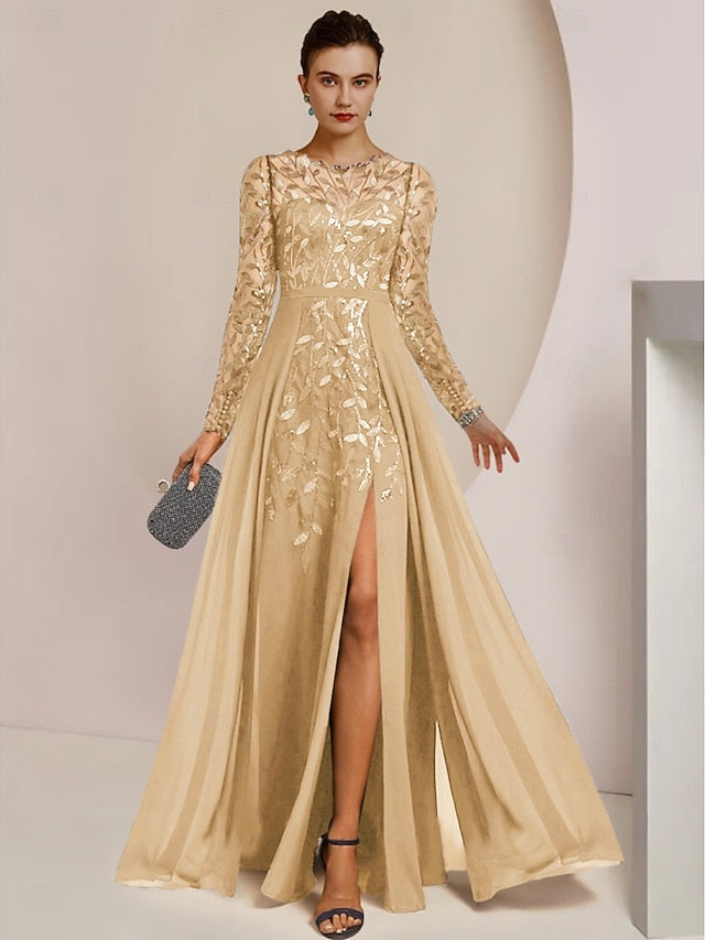 the Bride Mother Elegant Guest of Dress Jewel Wedding A-Line FashionChic