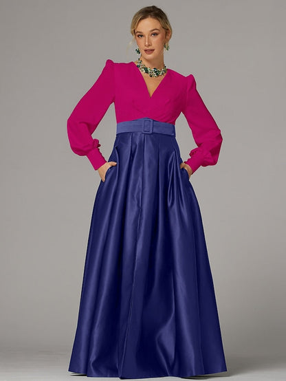 Gown Split Floor Evening Formal High Dress Wedding Guest A-Line FashionChic