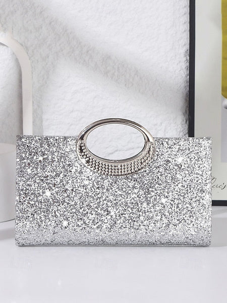 Evening Gold with Women's Silver Clutch Glitter Bag FashionChic