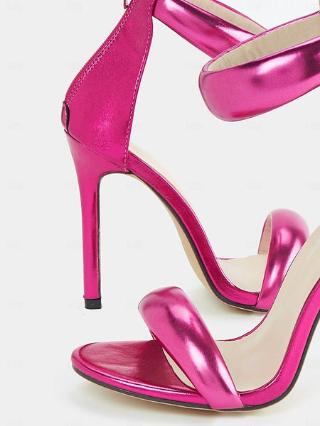 Ankle Women Fuchsia for Stiletto Heels - Metallic Strap FashionChic