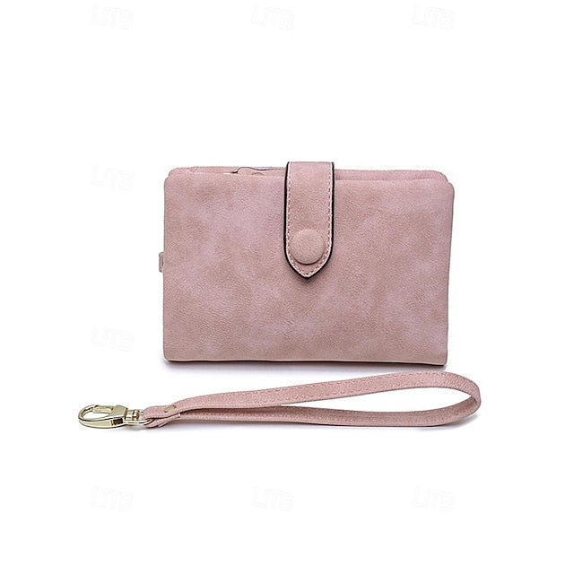with Leather Women's Wrist Strap Faux Pink Wallet – FashionChic