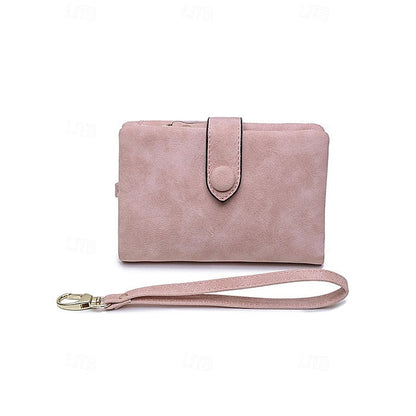 with Leather Women's Wrist Strap Faux Pink Wallet – FashionChic