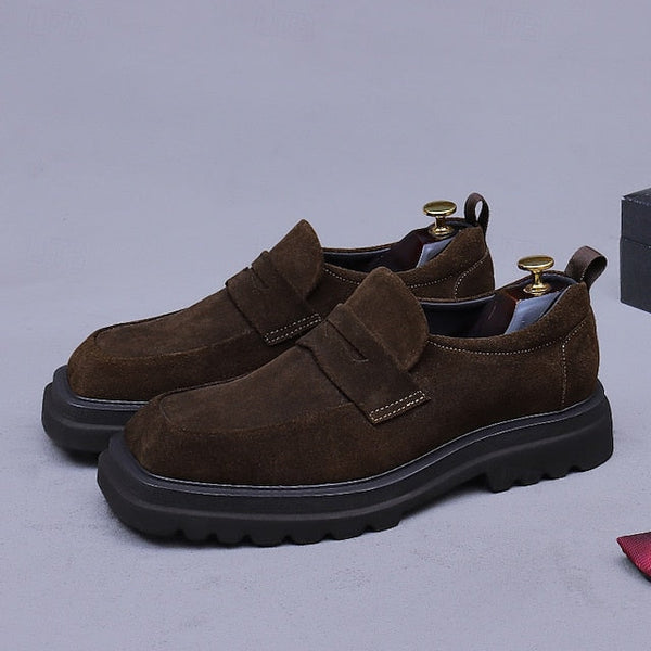 Men's Business Suede Cowhide Loafers -Classic Leather FashionChic
