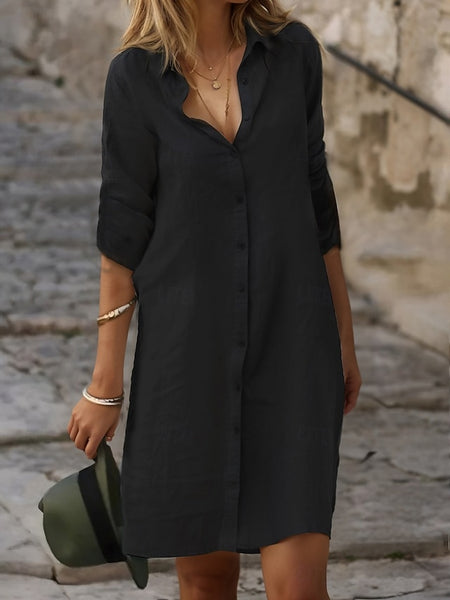 Women's Blue Black White Summer Spring Mini Dress Cotton