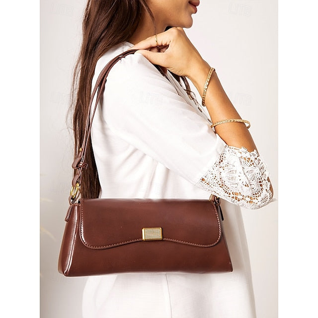 Daily Shopping Office Leather Tote Women's Baguette Bag PU FashionChic