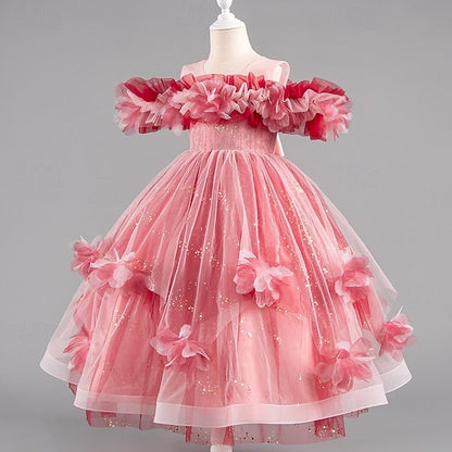 Special Girls' Flower Wedding Party Short Sleeve Dress Kids FashionChic