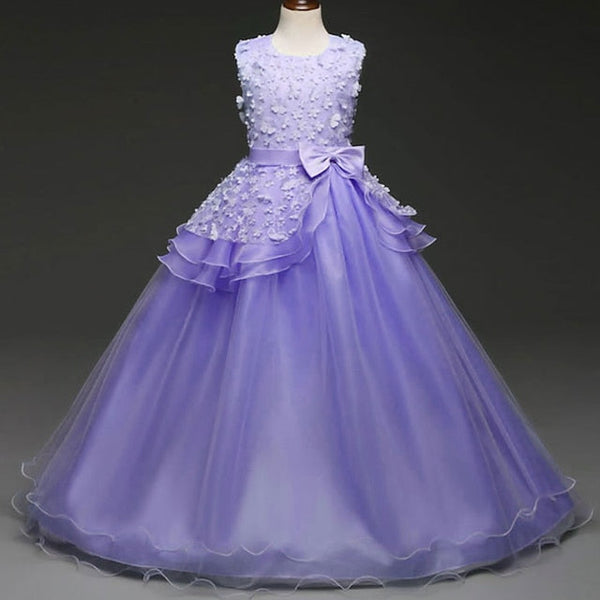 Girls' Flower Girl Solid Dress Colored Kids FashionChic