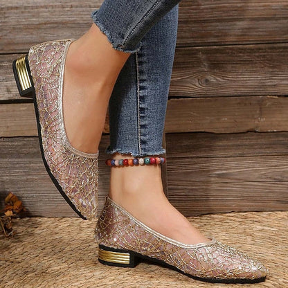 Elegant Mesh Sequin Flats Ballet Silver Women's – FashionChic