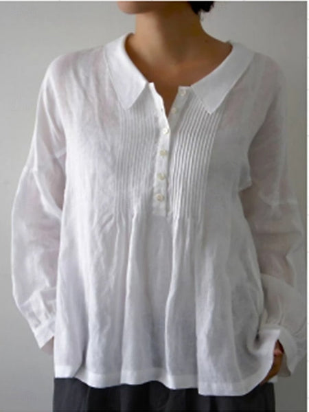 Women's Shirt 100% Cotton Plain Basic Modern Long Sleeve FashionChic