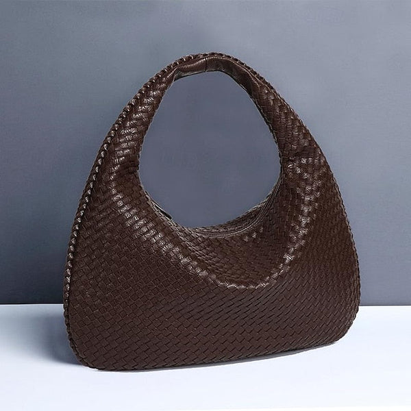 Chic Burgundy Hobo Woven Leather – Bag Women's Faux FashionChic