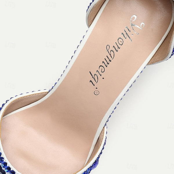 Heels Slingback Women's High Crystal Pointed-Toe Rhinestone FashionChic