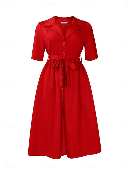 Women's Midi Dress Shirt Dress A Line Dress Elegant Formal FashionChic