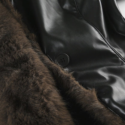 Jacket Warm Comfortable Women's Buttons Fur Casual Collar FashionChic