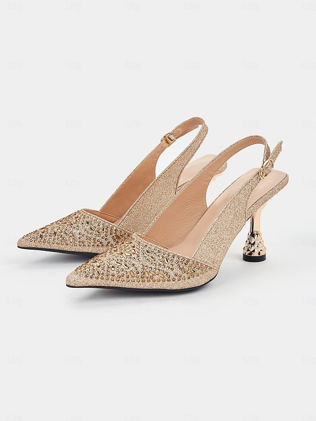Sparkling – Women's Pointed Glitter Pumps Slingback Toe FashionChic