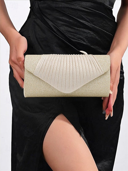 Clutch Design Champagne – Glitter Evening Bag Pleated with FashionChic