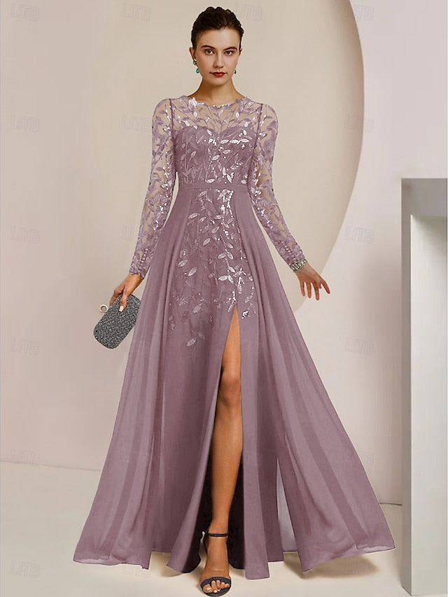 the Bride Mother Elegant Guest of Dress Jewel Wedding A-Line FashionChic
