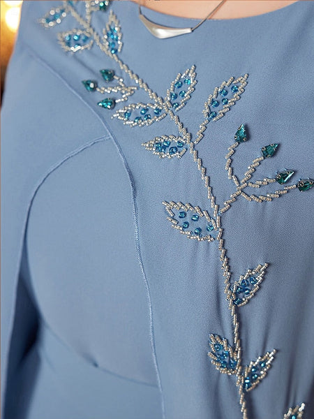 A-Line V Neck Elegant of the Bride Length Dress Floor Mother FashionChic