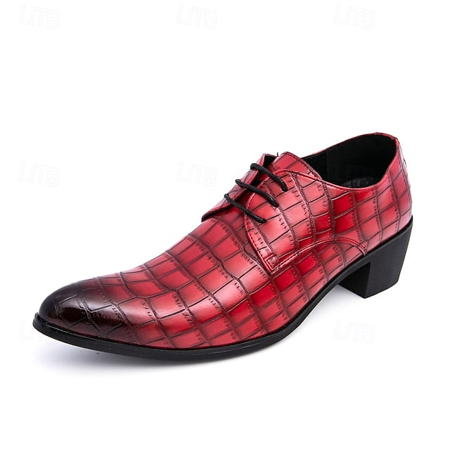 Pattern Dress Shoes Crocodile Leather – Red Faux Men's FashionChic