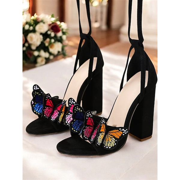 for Embellished Butterfly High Heel Women – Sandals Black FashionChic