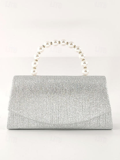 Women's Glitter Bag Clutch Handle with Pearl Purple – FashionChic