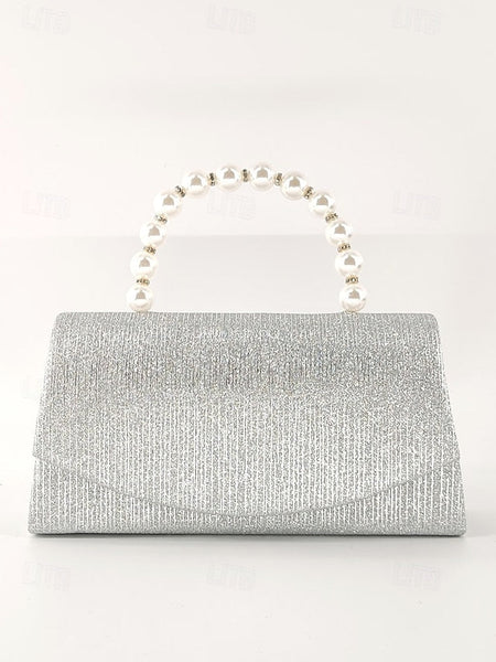 Women's Glitter Bag Clutch Handle with Pearl Purple – FashionChic