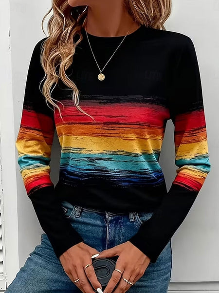 Women's T Shirt Graphic Striped Vintage Stylish Classic FashionChic