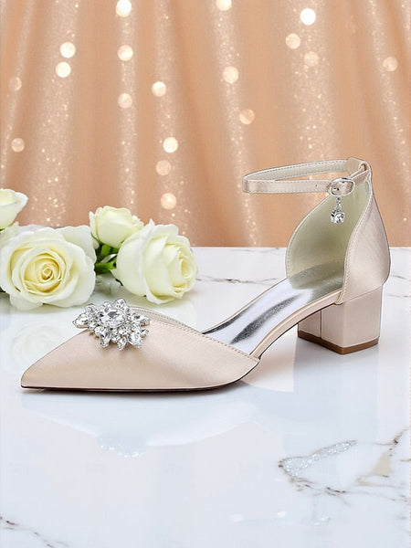 with Block Shoes Satin Burgundy Wedding Women's Heel FashionChic