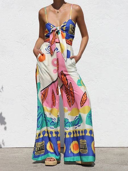 Women's Normal Jumpsuit Streetwear Floral Sleeveless V Neck