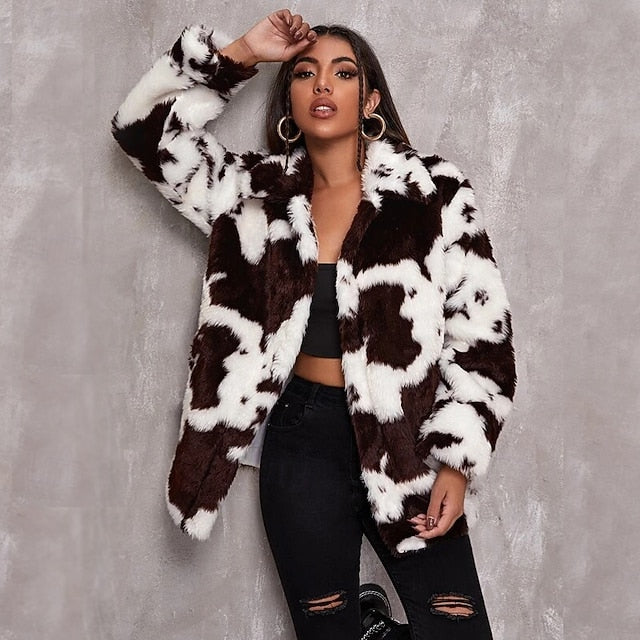Faux Pocket Fur Comfortable Warm Coat Women's Knitting FashionChic