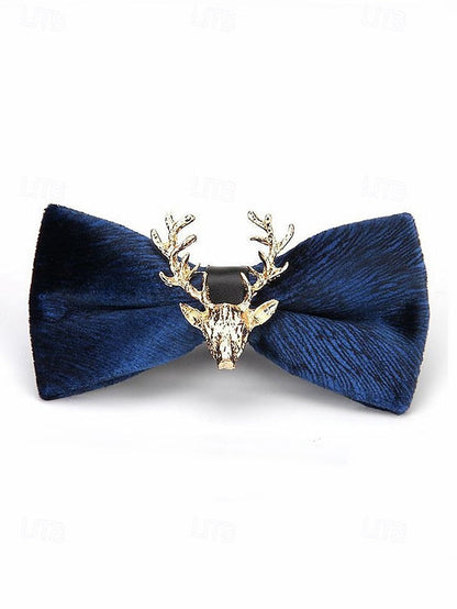 Bow Gold Men's Velvet Pin with Tie Head Deer FashionChic