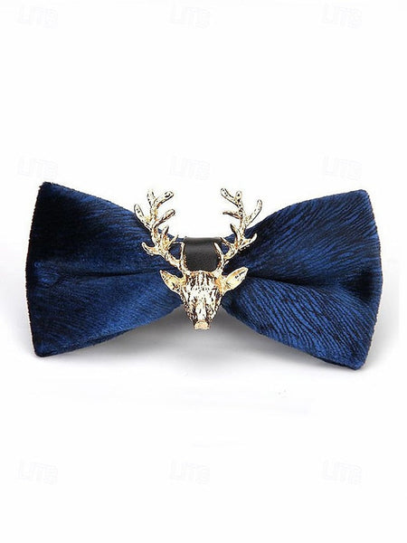 Bow Gold Men's Velvet Pin with Tie Head Deer FashionChic