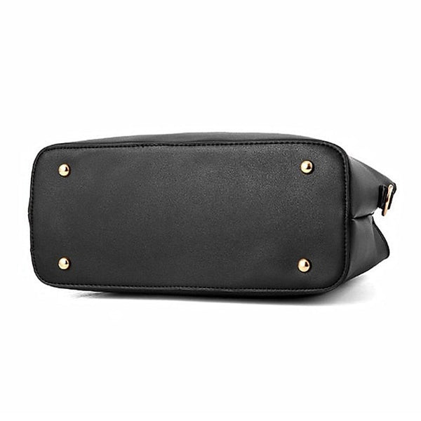 White Faux Handbag Gold Women's with Elegant Leather FashionChic